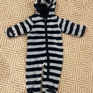 Place Black and White Striped Kids One Piece